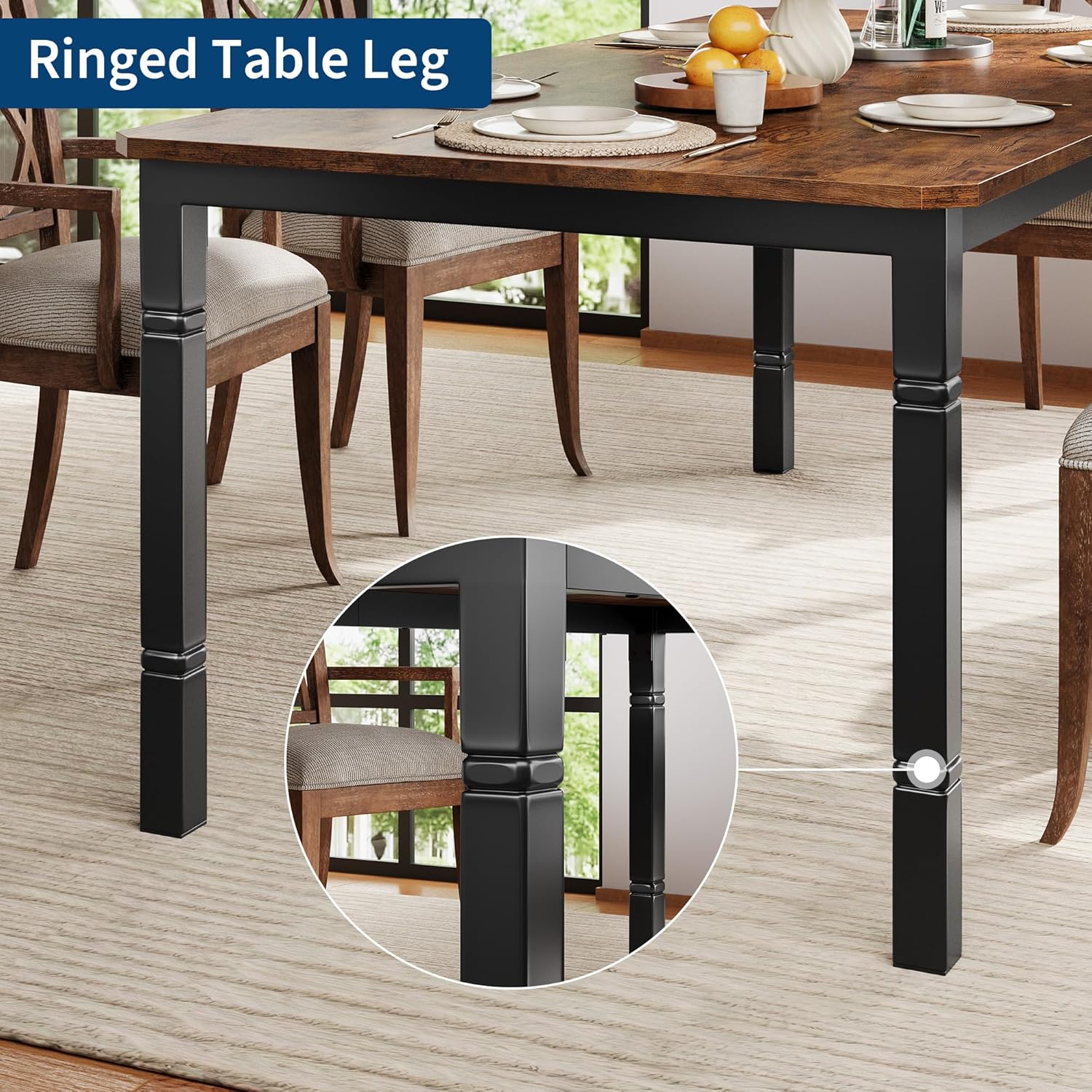 Garvee 79in Large Industrial Dining Table for 6-8 People Rectangular ...