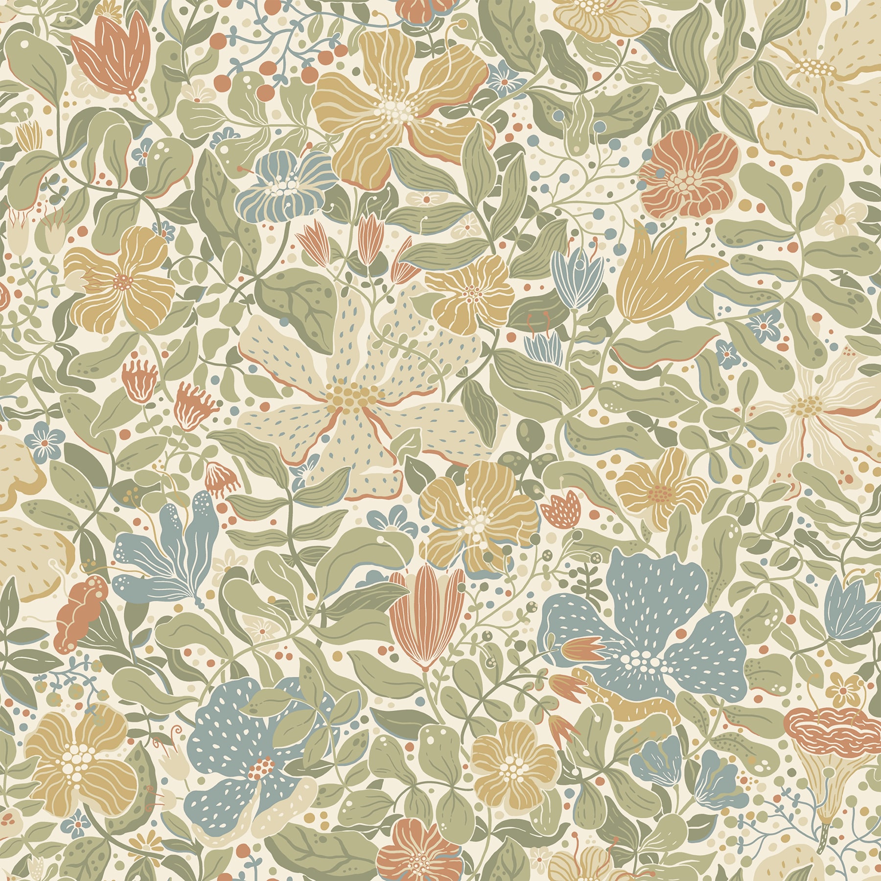 A-Street Prints 4111-63017 Briony 57.5-Sq. Feet Green Non-woven Floral Unpasted Wallpaper