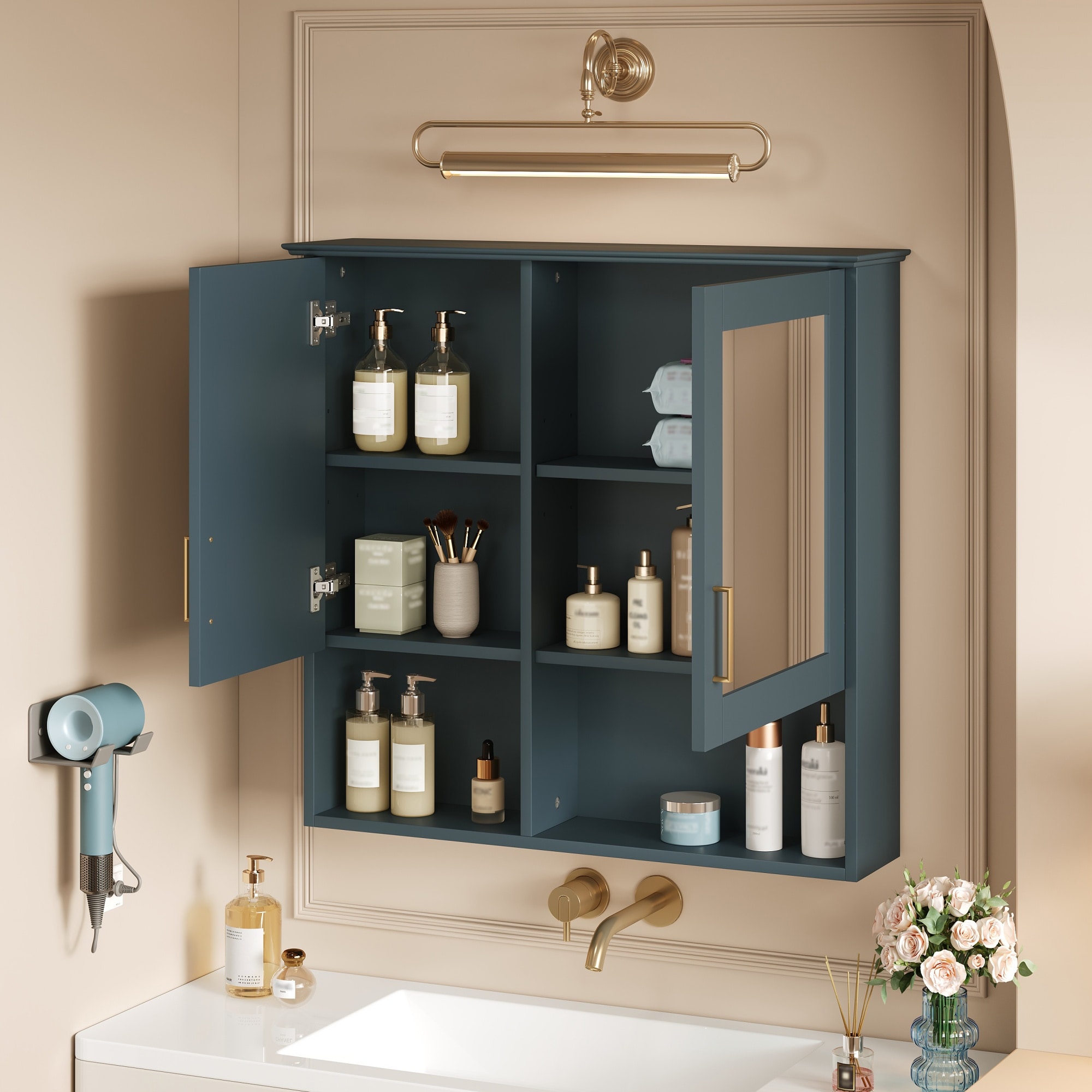 Tahanbath 2-in-1 Bathroom Mirror Cabinet 30 inch Wall Mounted Medicine Cabinet with Adjustable Shelves and Soft Close Doors High-Define Mirror with Storage for Bathroom Vanity