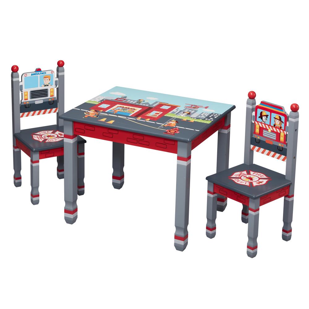Fantasy Fields TD-12514SET Little fire fighters Multi-color Square Kid's Play Table (Set Of 2 Chairs)