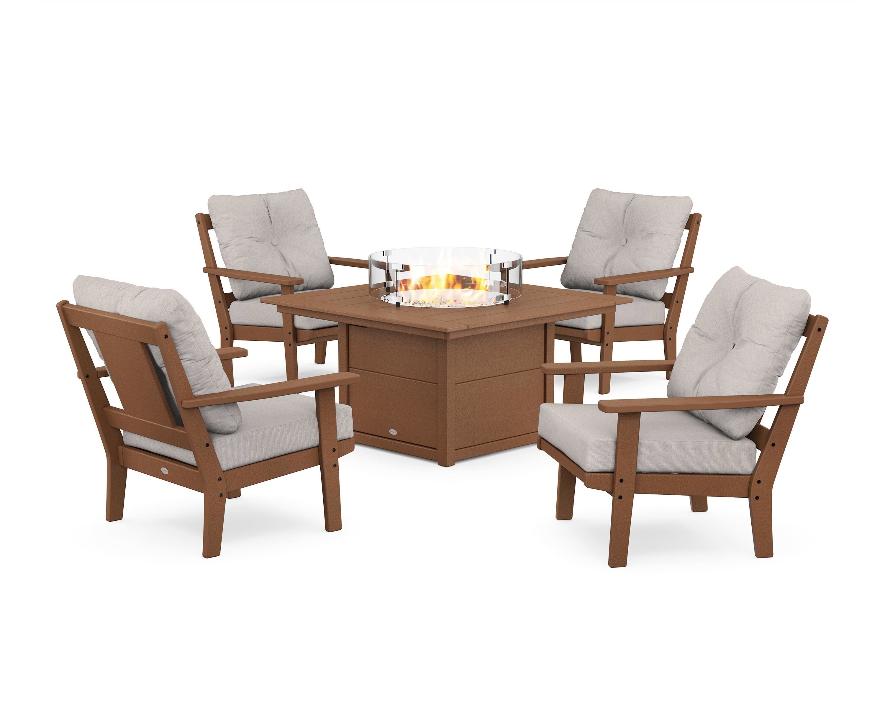 POLYWOOD PWS2146-2-TE145999 Prairie 5 -Piece Patio Conversation Set with Tan Cushions