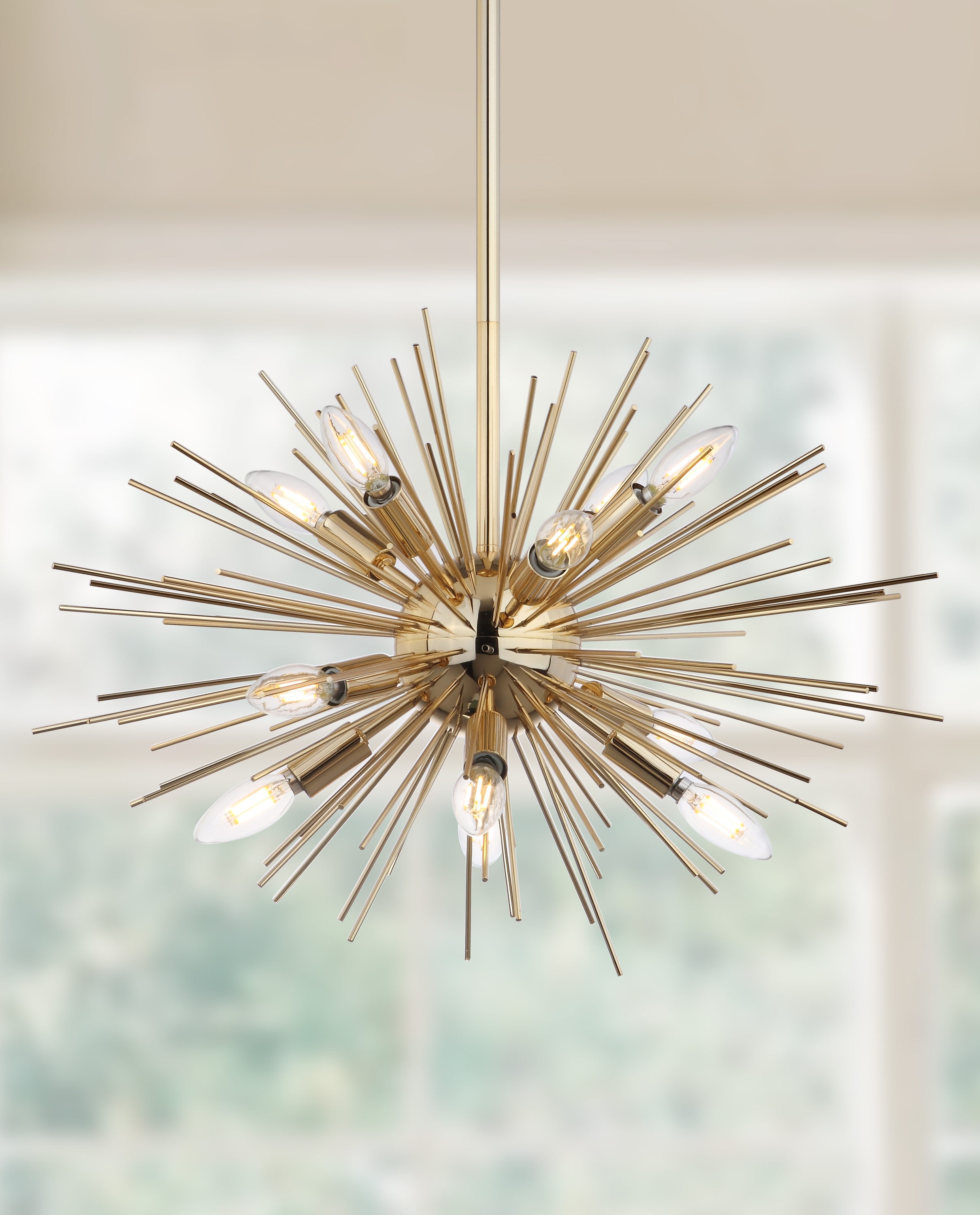 Retro Vibe Gold Sputnik Starburst 24.5" Pendant Light