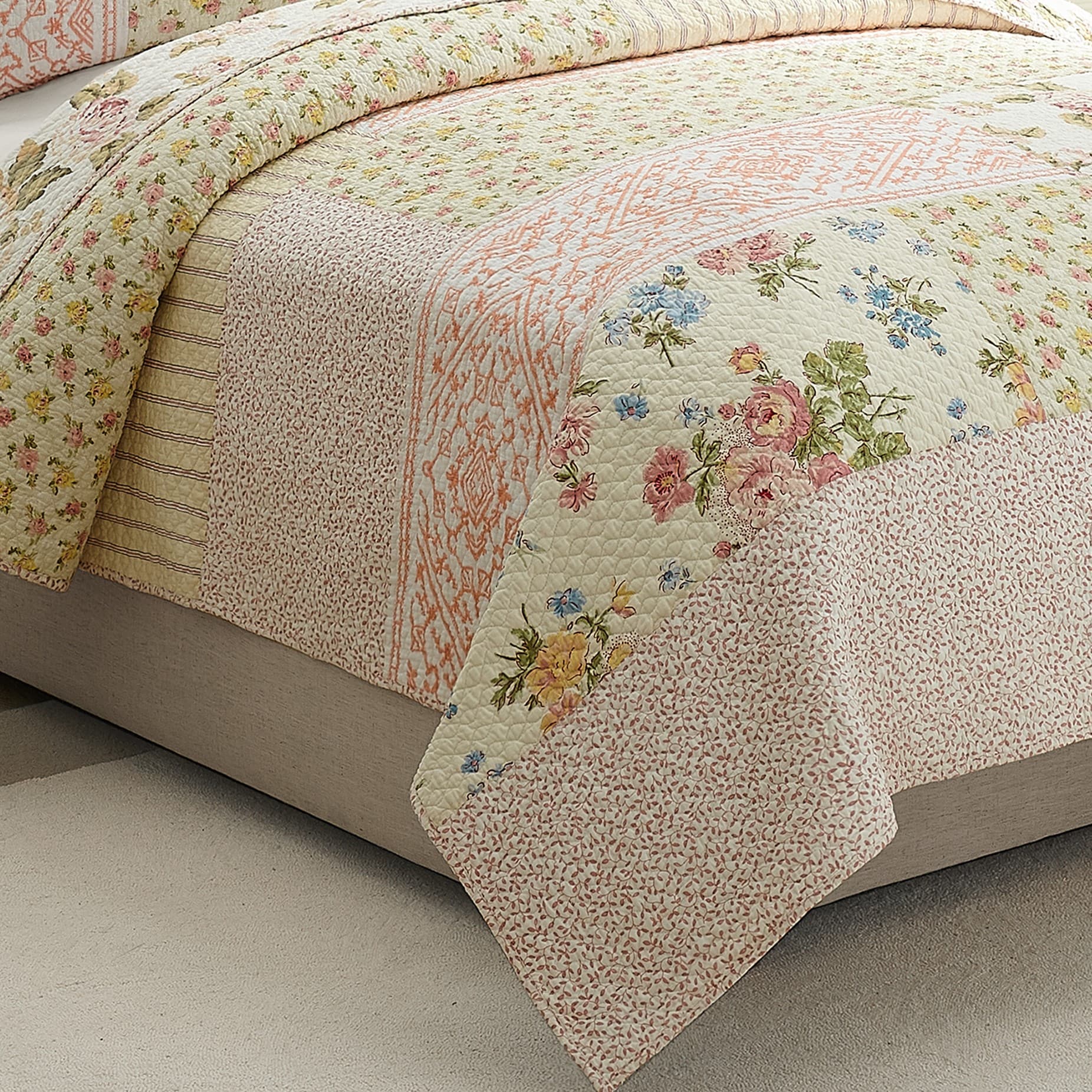 Full Pink Cotton Reversible Kids Quilt Set