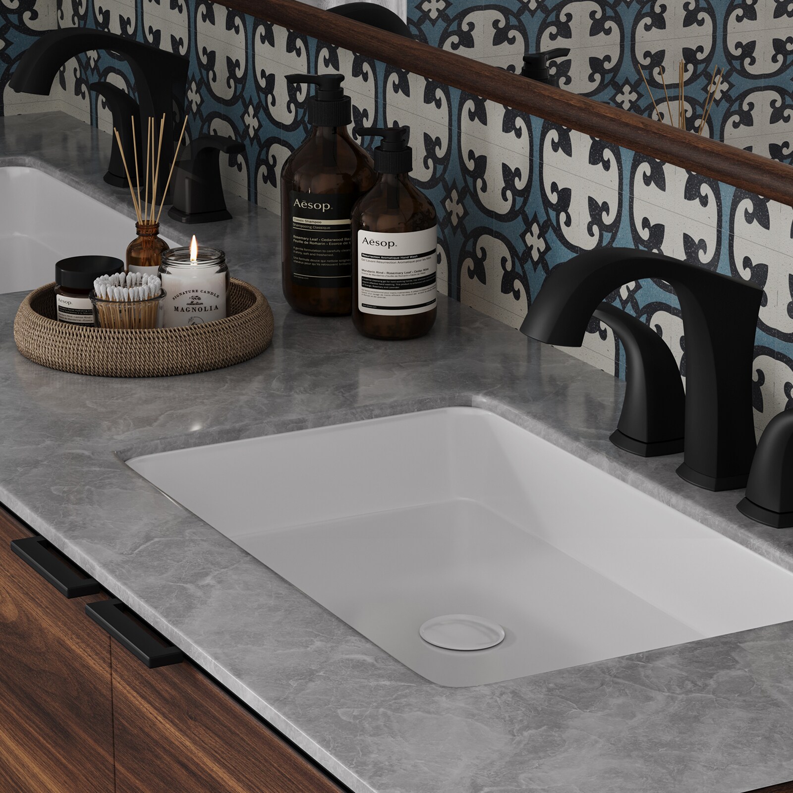 Matte Black Widespread Double Handle Bathroom Faucet Set
