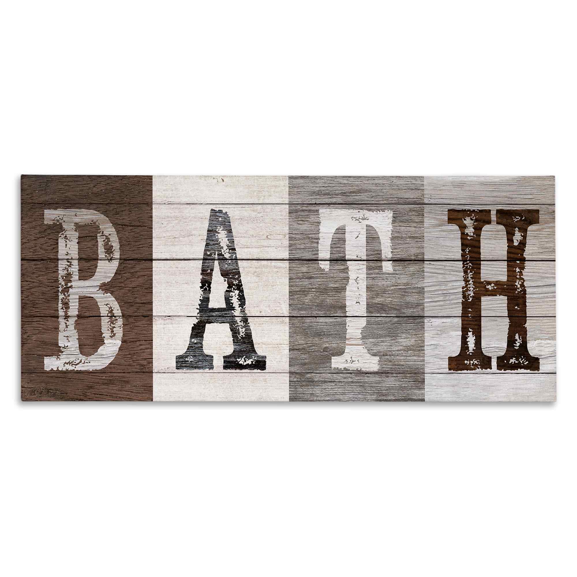 Stupell Industries BT-951-CN-17X40 Rustic Bath Letters Canvas design by Susan Arnot