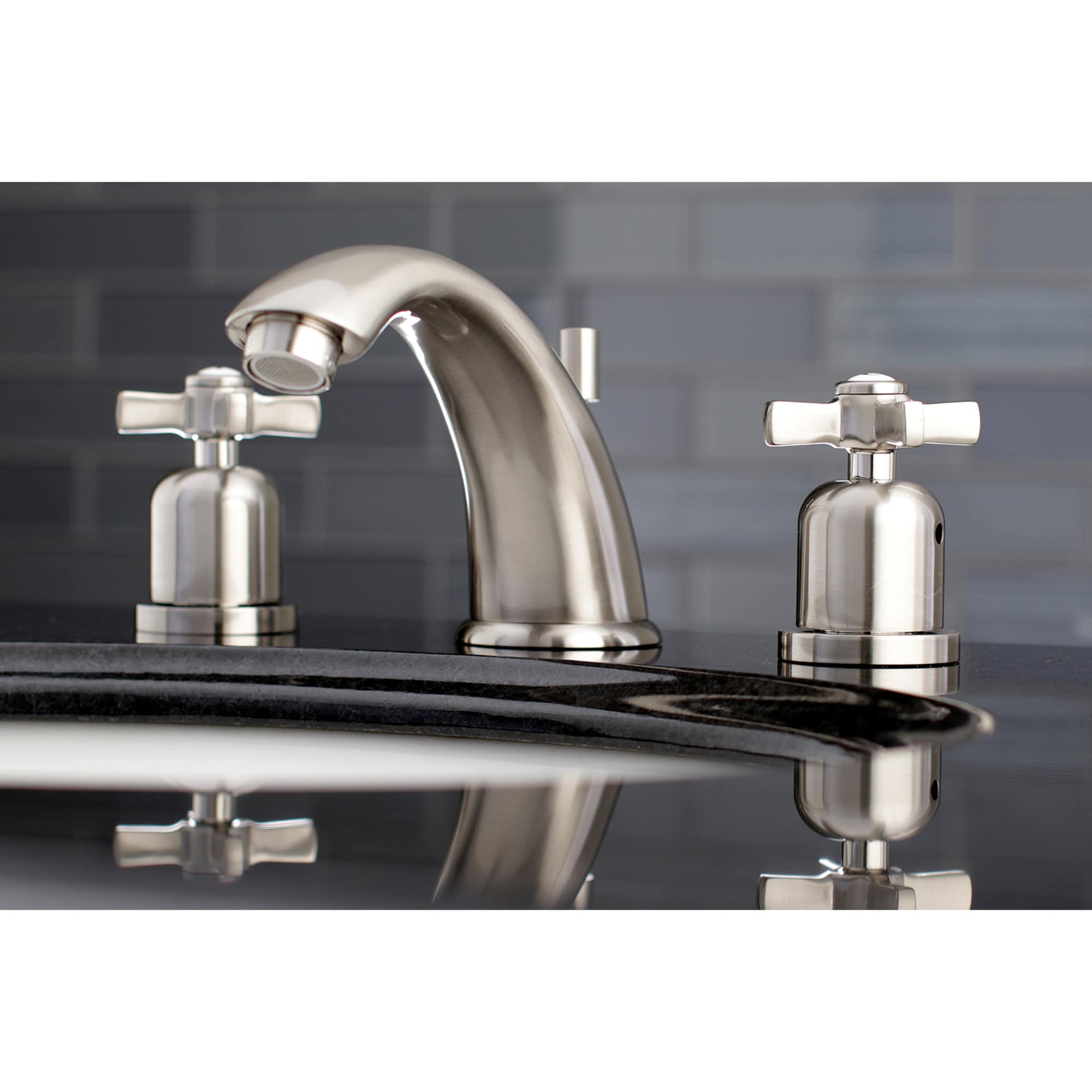 Kingston Brass WLKB8968ZX Millennium Brushed nickel Widespread 2-handle Residential Handle Bathroom Sink Faucet with Drain