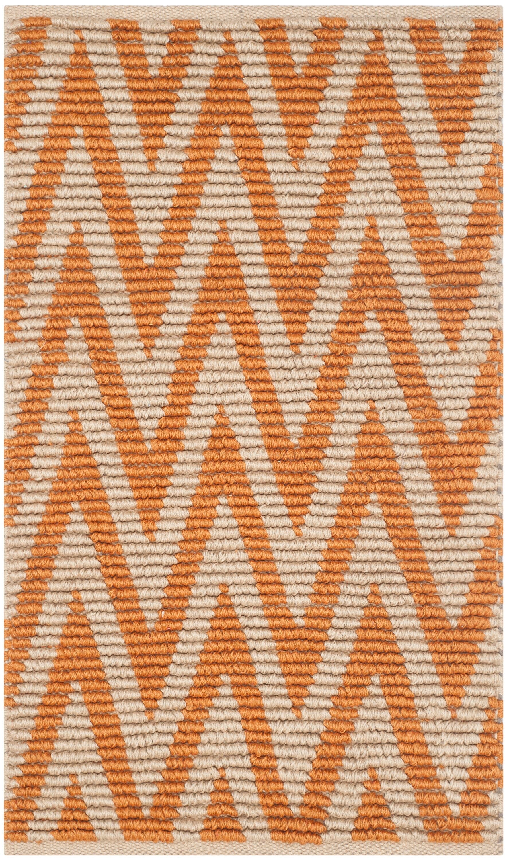 Safavieh CAP863L-24 Cape Cod Stirling 2 x 4 (ft) Cotton Natural/Orange Rectangular Indoor Chevron Coastal Throw rug