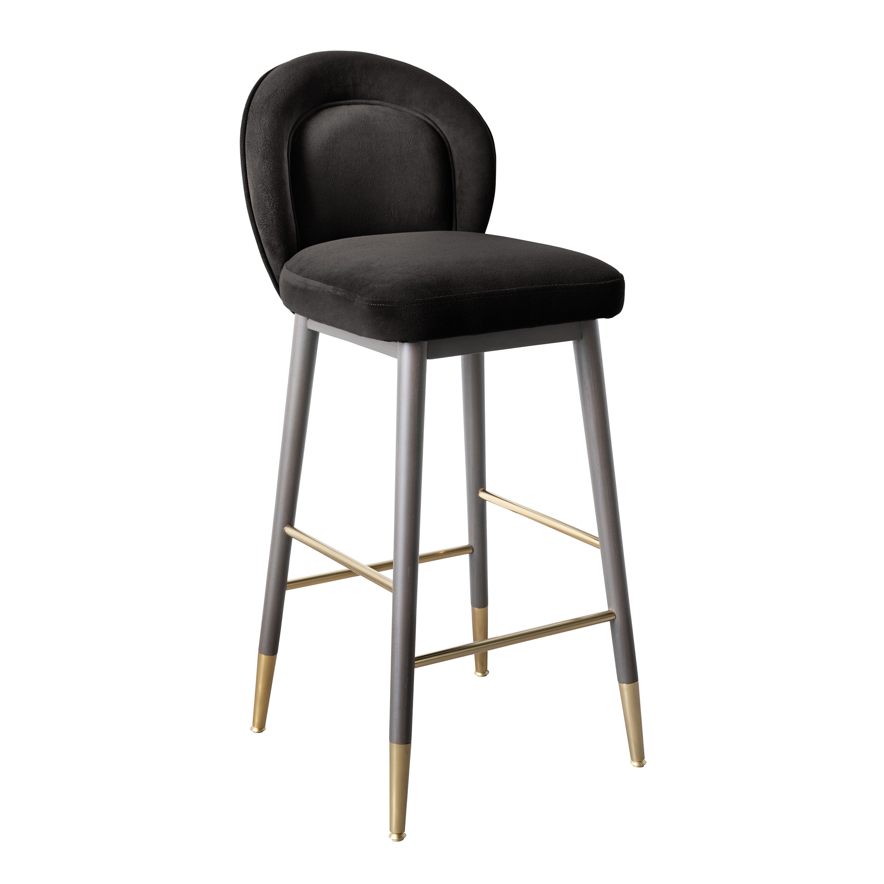 TOV Furniture TOV-D68846 Hailey-Stool Charcoal 26.6-in H Counter height (24-in to 27-in) Square Seat Upholstered Metal Back Bar Stool with Arms and Back