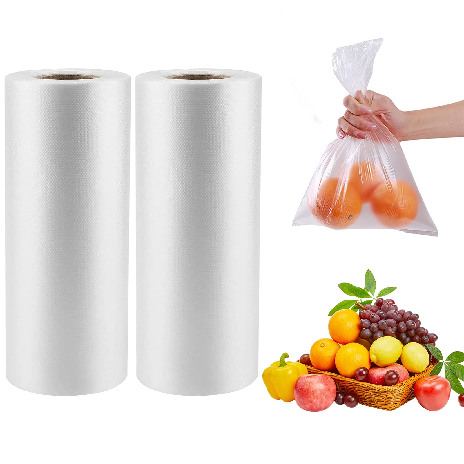 KIWDZFU  Plastic Produce Bags 12 x 16 Clear Food Storage Bag Multipurpose for Fruits Vegetables Bread Meat Easy Tear Design 2 Roll Pack 700 Bags