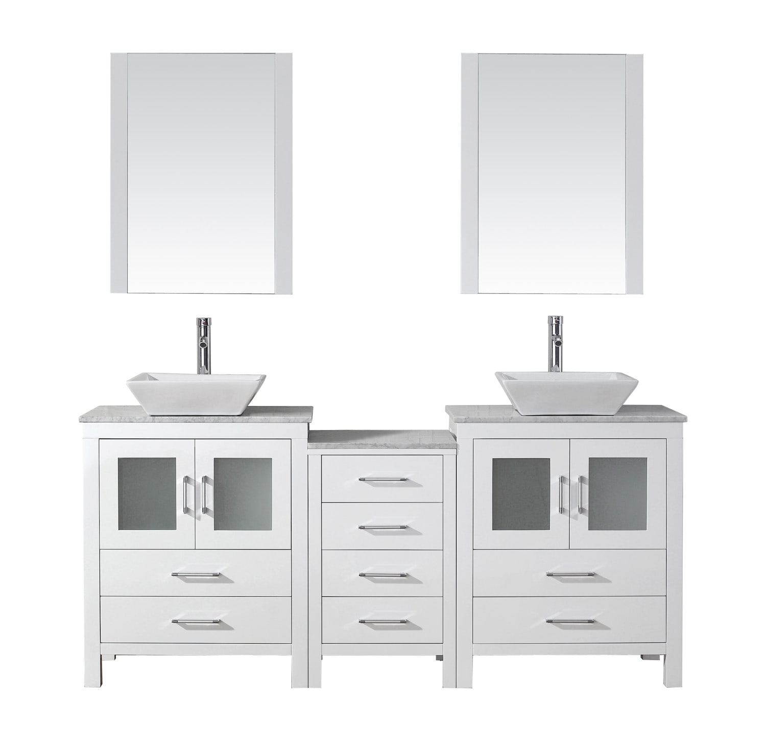 Virtu Usa Dior 67-In White Double Sink Bathroom Vanity With Italian Carrara  White Marble Top (Mirror And Faucet Included) At Lowes.Com