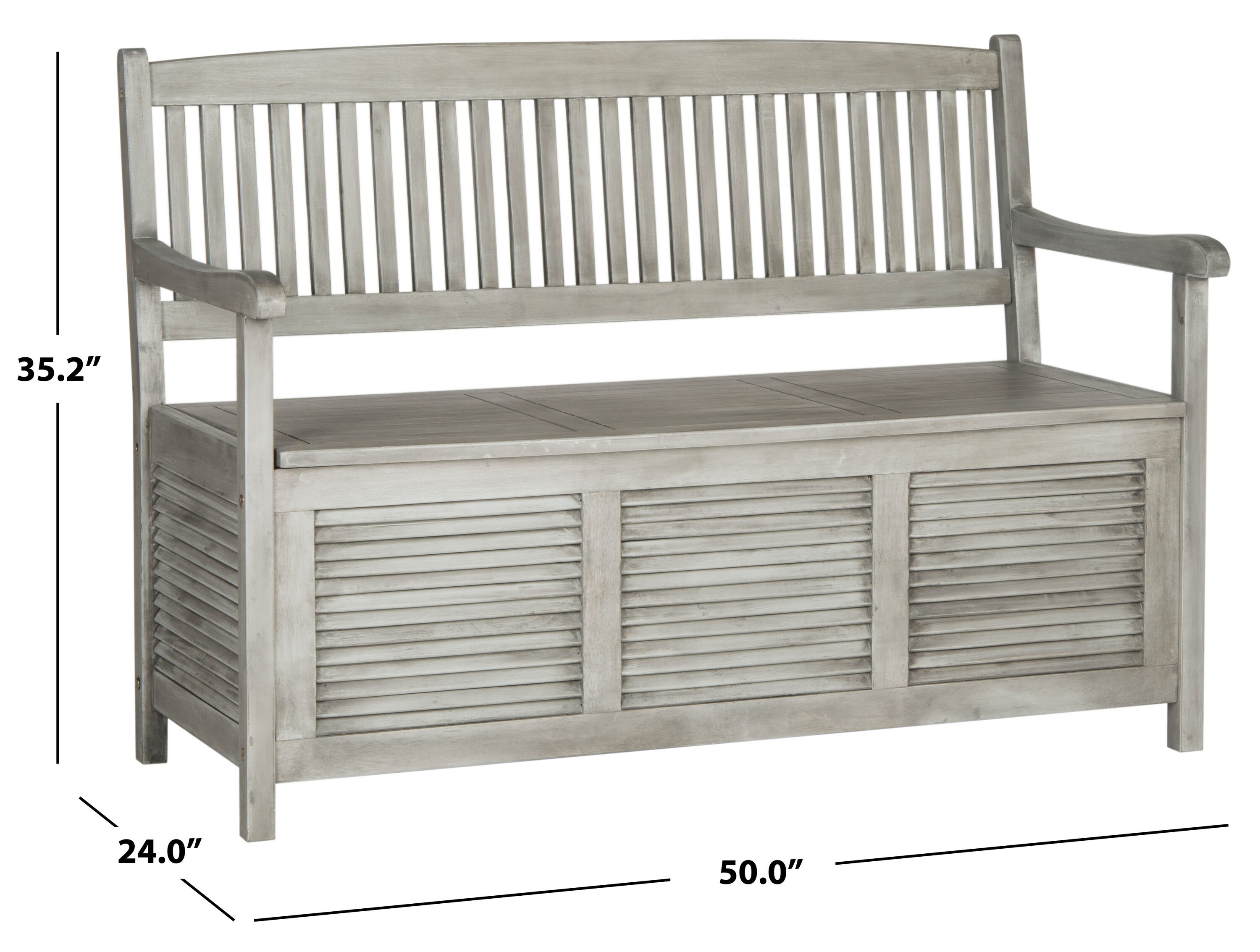 Transitional Gray Acacia Wood Storage Bench - 50"