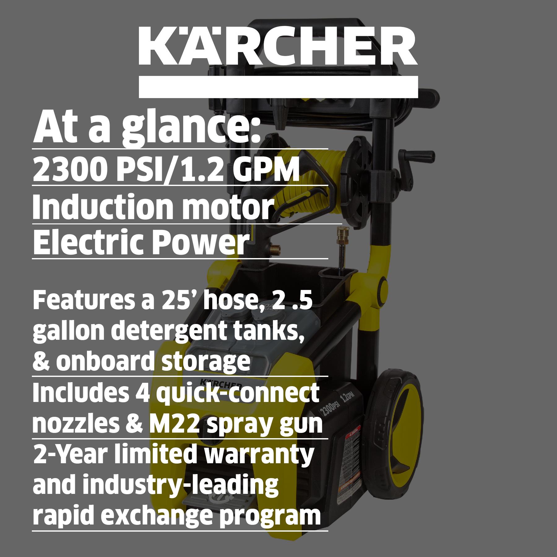 2500 Max PSI 1.55 GPM K 5 Power Control Cold Water Corded Electric  Induction Pressure Washer Vario and DirtBlaster Wands