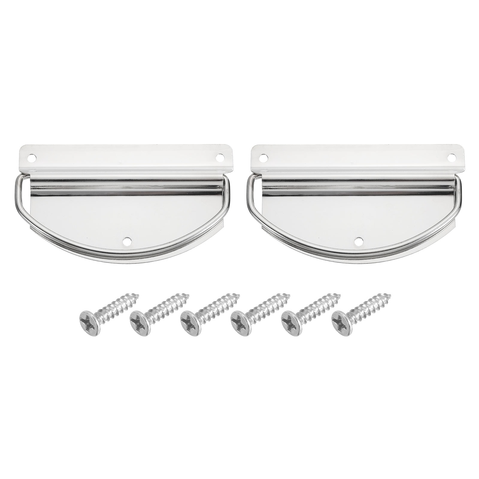 Unique Bargains 2Pcs Chest Handles 101 x 57mm Side Ring Pull Lifting Handle Metal Spray-Paint Wooden Box Puller Handles with Screws for Home Toolbox Case Drawer Silver