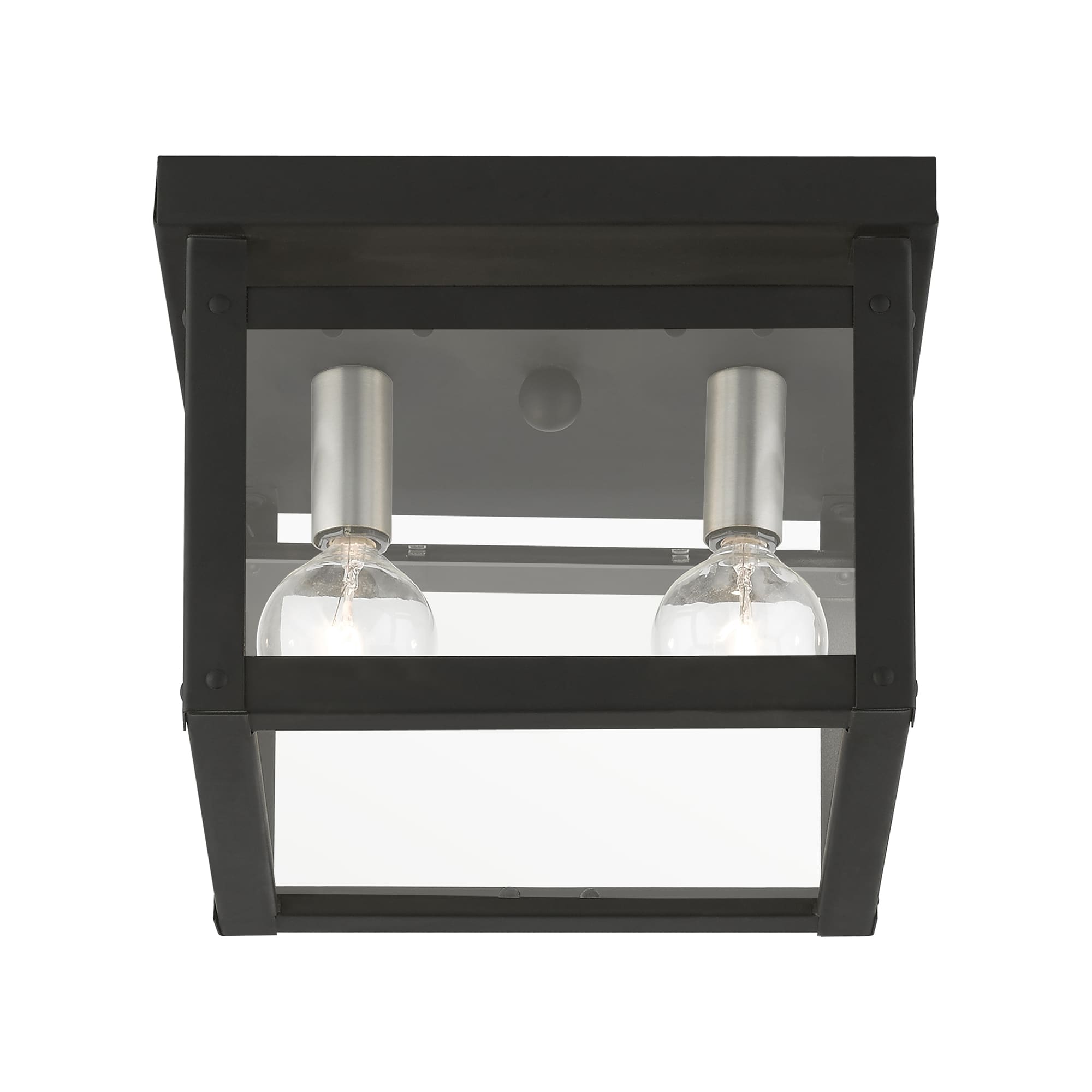 Milford 8" Black and Brushed Nickel Glass Flush Mount