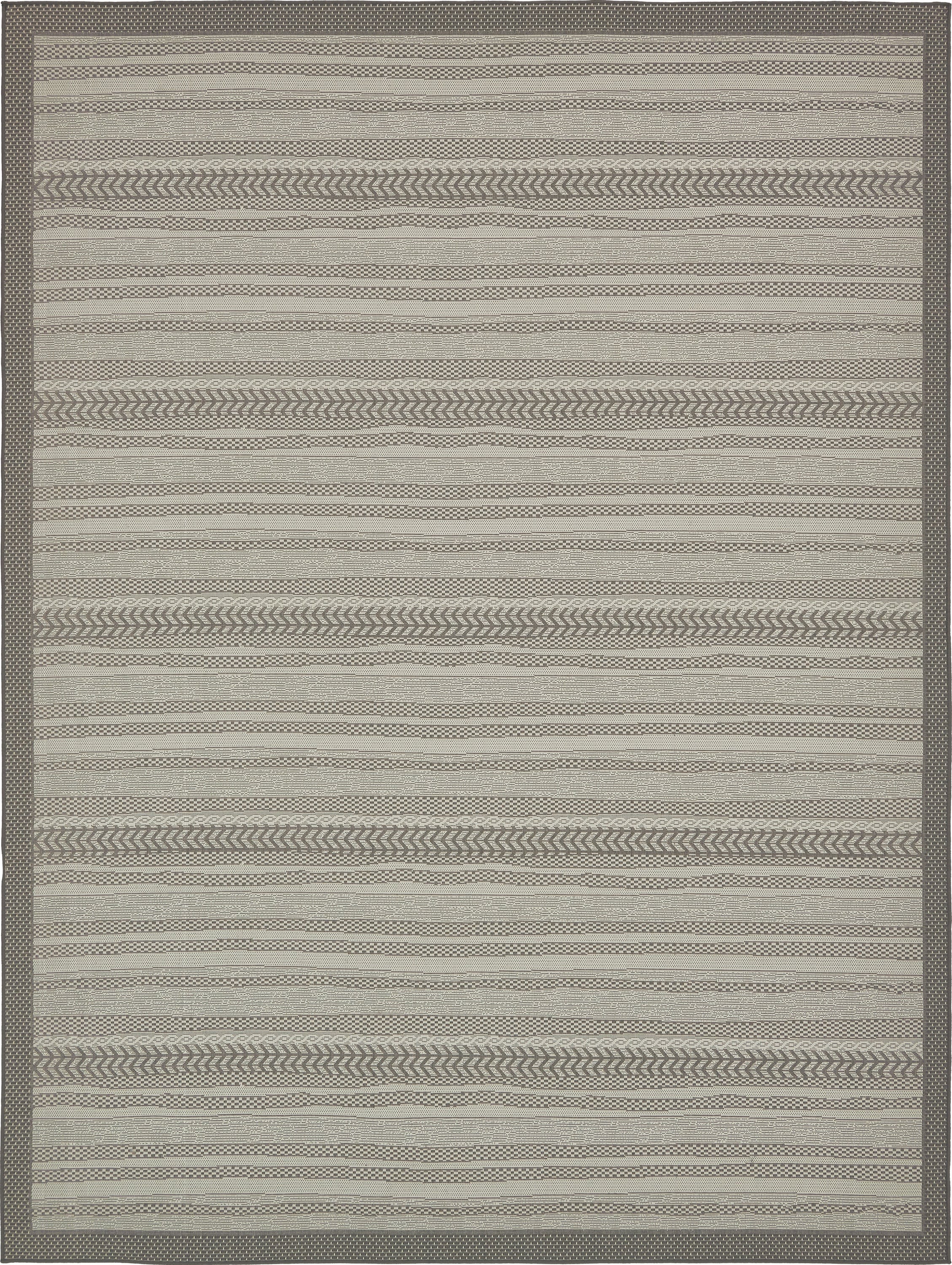 Gray Synthetic 9' x 12' Reversible Outdoor Area Rug