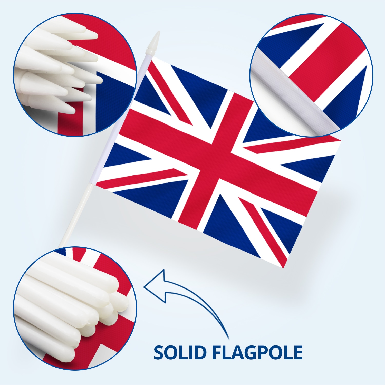 UNION JACK HAND FLAG WOODEN POLE Multi 45CM X 30CM