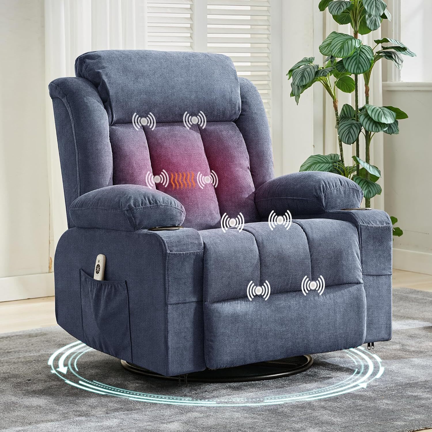 WhizMax LF-PHK-337N3FYH Transform your living space into a sanctuary of relaxation with our Oversized Recliner Chair featuring Heat and Massage functions. This recliner is perfect for unwinding after a long day or enjoying your favorite movie.