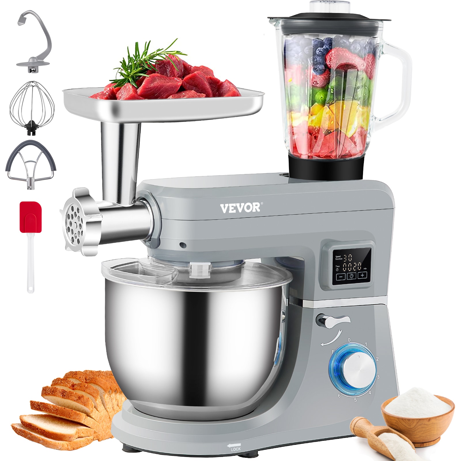 VEVOR 6 Speeds 660W 7.4Qt Stand Mixer Stainless Steel + Abs Plastic 7.4-Quart Commercial/Residential Bowl-lift Stand Mixer ZRLLSJBJLSDFJR1CDV1 Sansujyuku sansujyuku.com