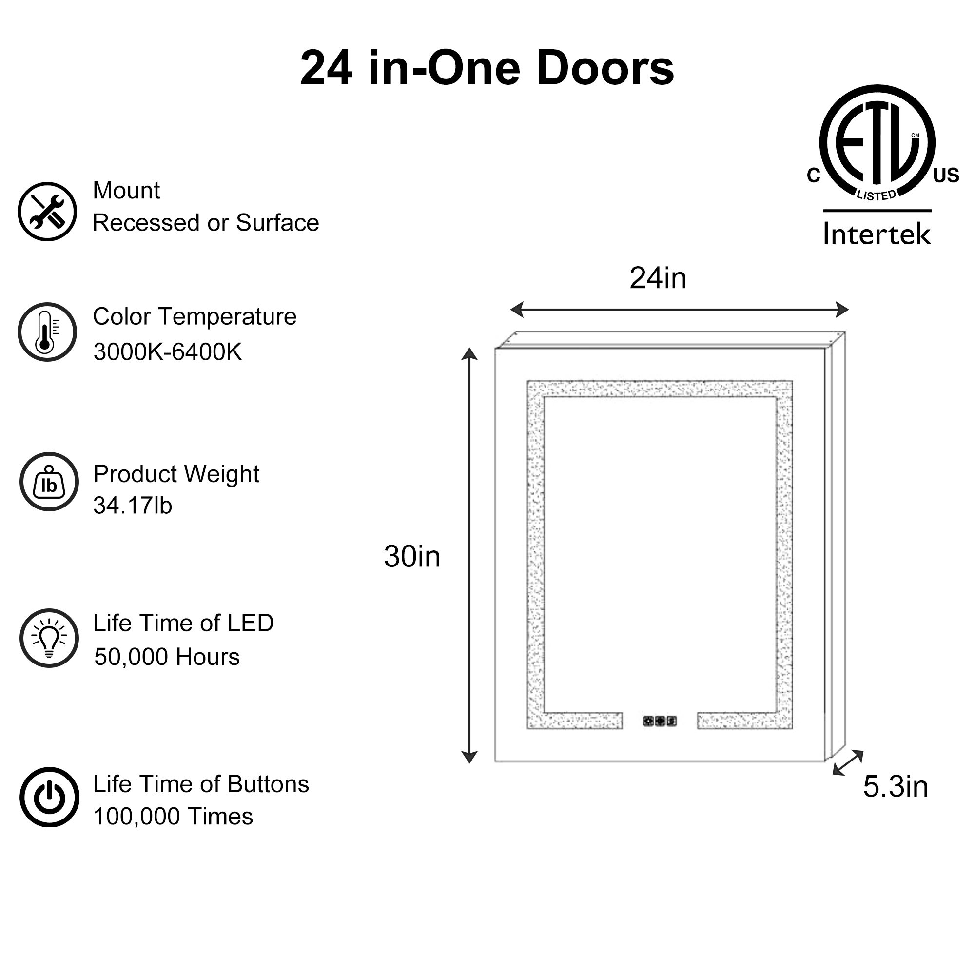 ExBrite DHMC2430V3R Bathroom-Medicine-Cabinets - View #3