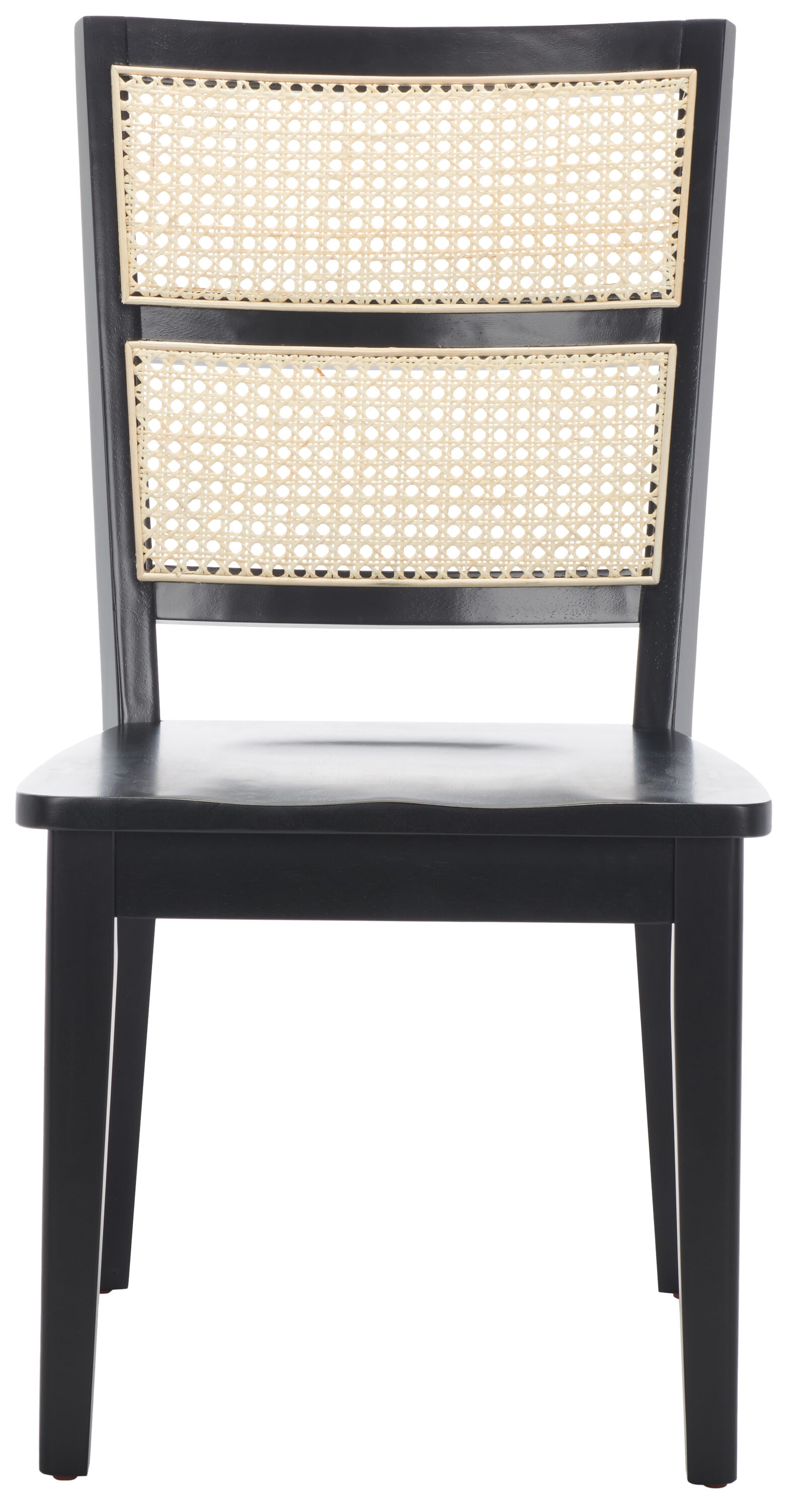 Black and Natural Woven Rattan Back Dining Chair Set