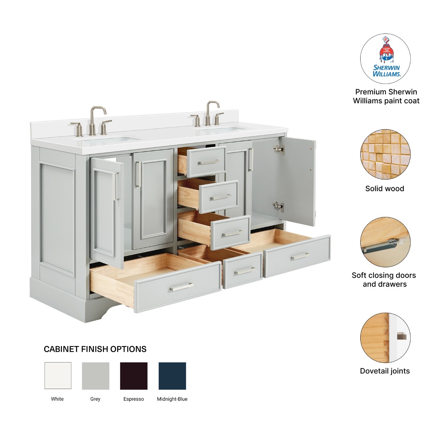 ARIEL M061DWQRVOGRY Bath-Vanity-Combo - View #5