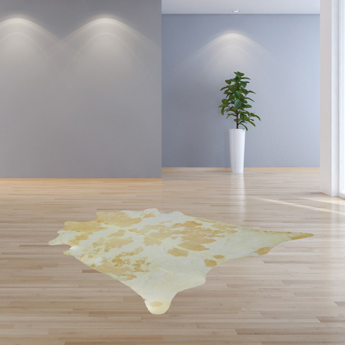 HomeRoots 334429 Dahlia 6 x 7 (ft) Cowhide White tan Irregular Indoor Animal print Area rug