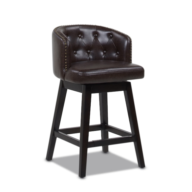Upholstered Swivel Bar Stool, Brown Leather Swivel Counter Height Stools