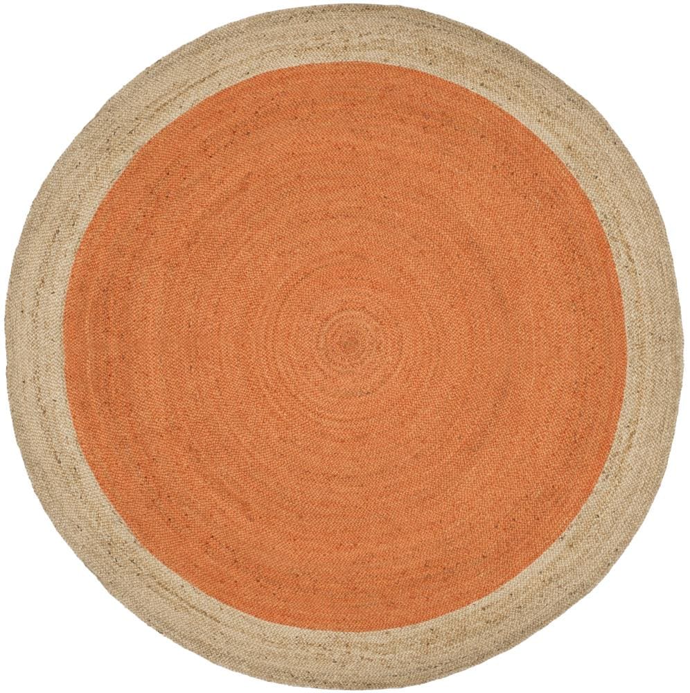 Safavieh NF801B-7R Natural Fiber Cira 7 x 7 (ft) Jute Orange/Natural Round Indoor Border Coastal Area rug