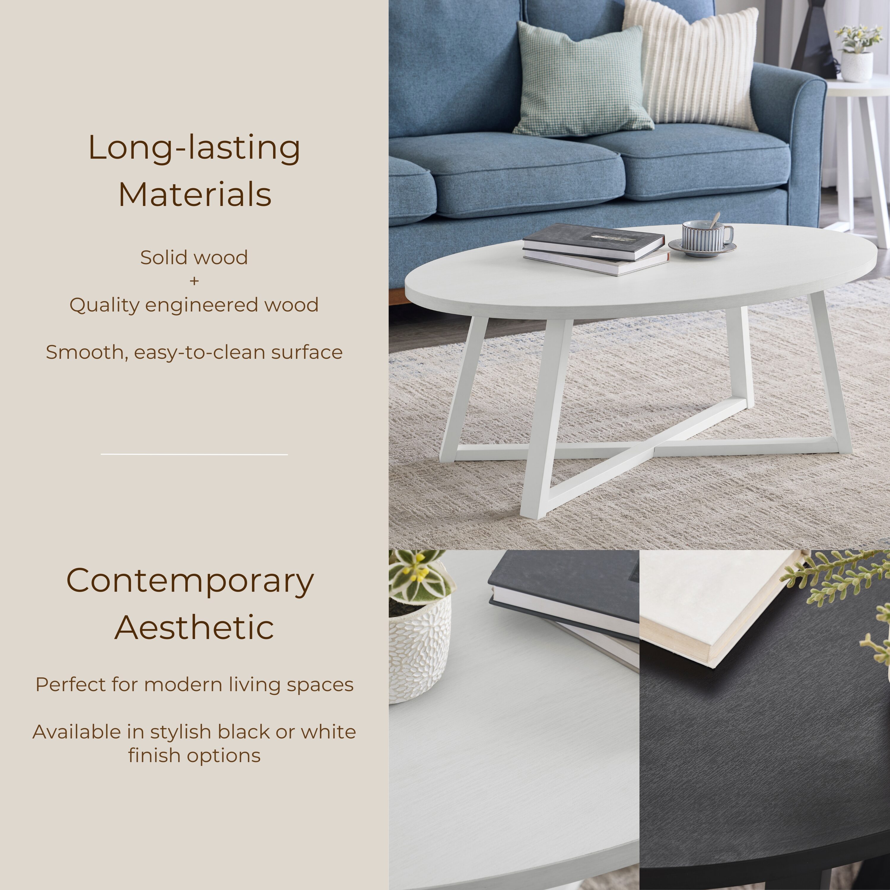 Roundhill Furniture OC0165WH Coffee-Tables - View #6