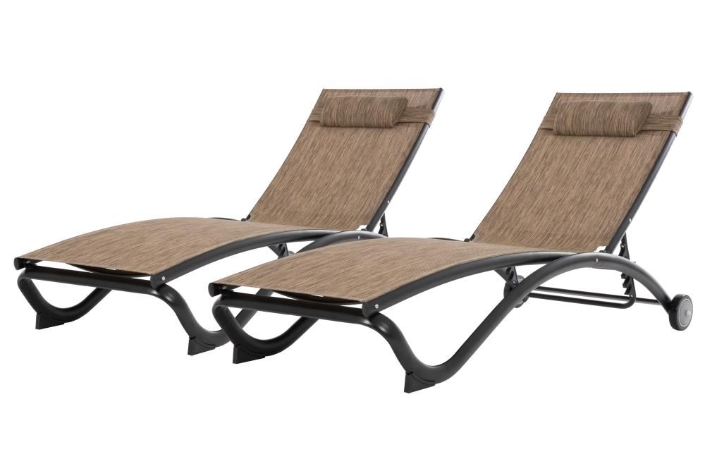 Vivere 2 Stackable Metal Frame Stationary Chaise Lounge Chair(S) With Brown  Sling Seat In The Patio Chairs Department At Lowes.Com