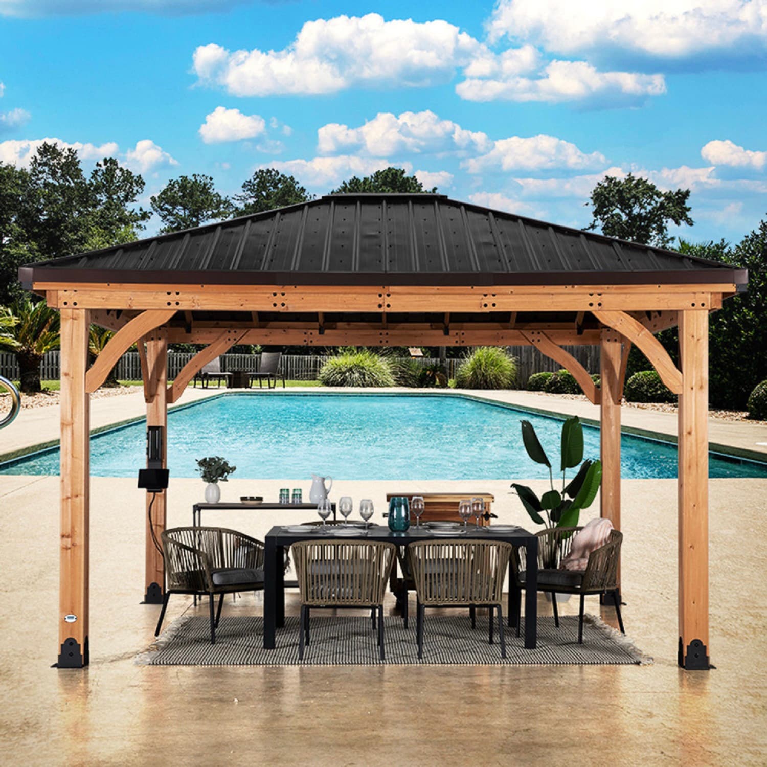 Barrington Cedar and Steel 14x12 Outdoor Gazebo