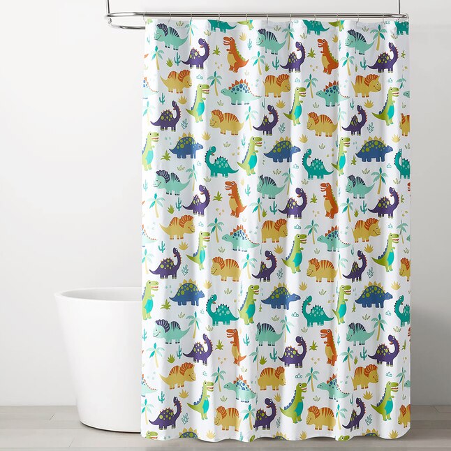 Style Quarters 72-in W x 72-in L Blue/Green/Gold Animal Print Polyester  Shower Curtain in the Shower Curtains & Liners department at 
