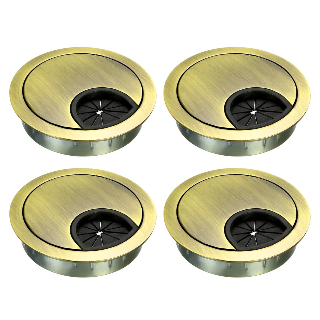 Unique Bargains Cable Hole Cover 2.1inch/53mm Zinc Alloy Desk Wire Cord Cable Grommets Hole Cover for Office PC Desk Cable Cord Organizer 4pcs Bronze Tone #S26032300UX1112