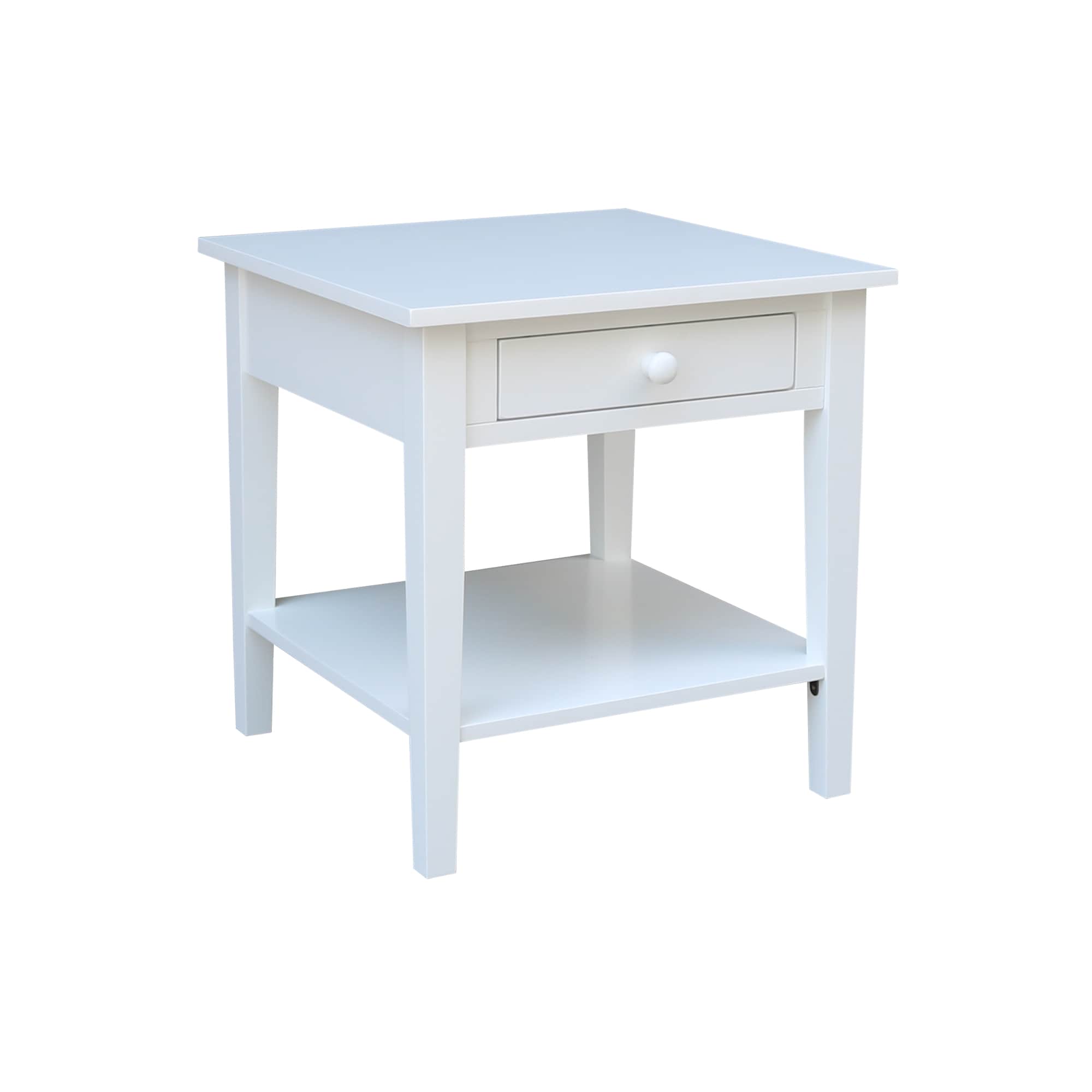International Concepts OT08-8E 24-in W x 25-in H White Wood Square Farmhouse End Table with Storage Assembly Required