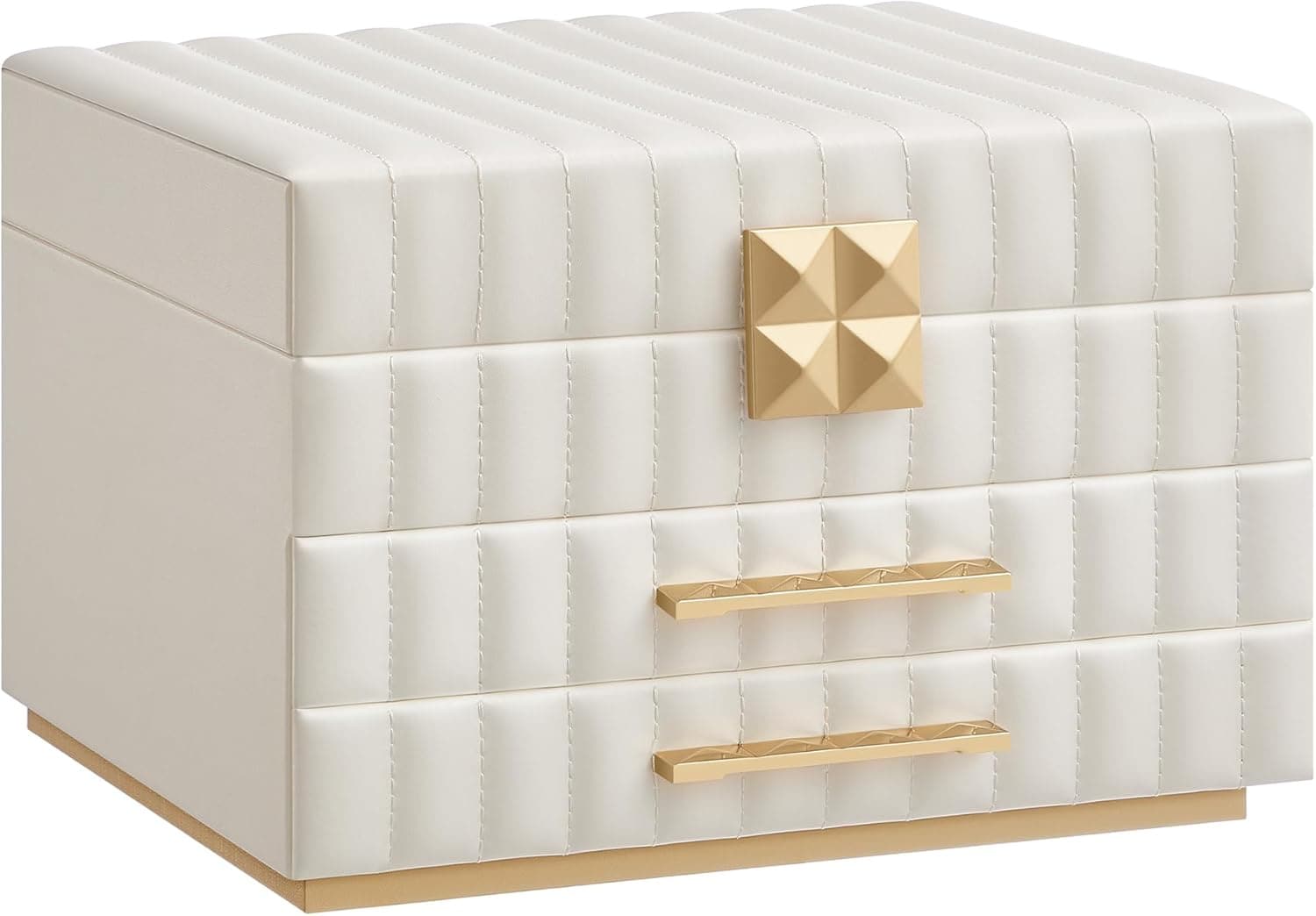 SONGMICS HOME JBC183W01 ANAH Collection – 3‑Tier Jewelry Box with Mirror in White