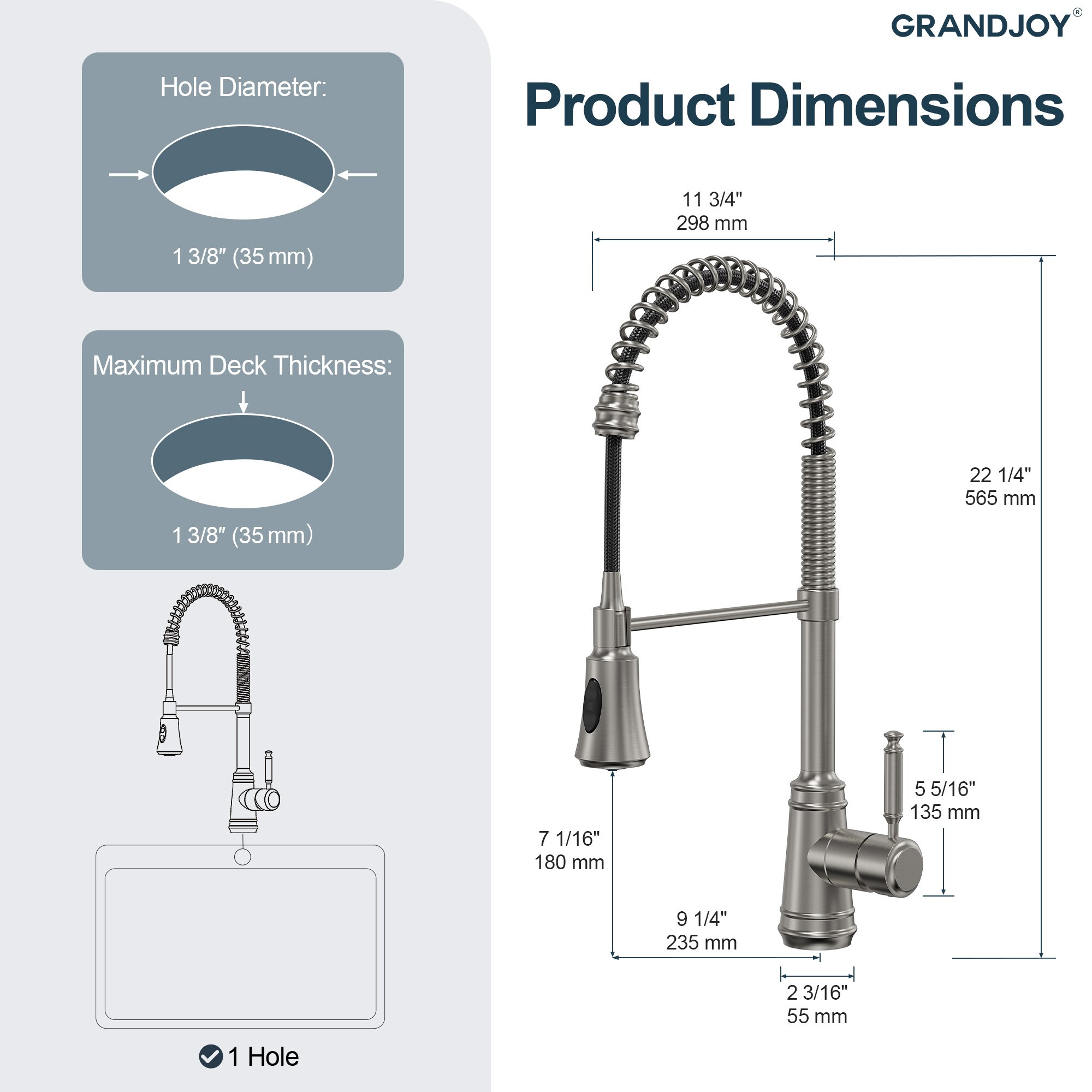 GRANDJOY SGF13GJ-45K-SS Kitchen-Faucets - View #7