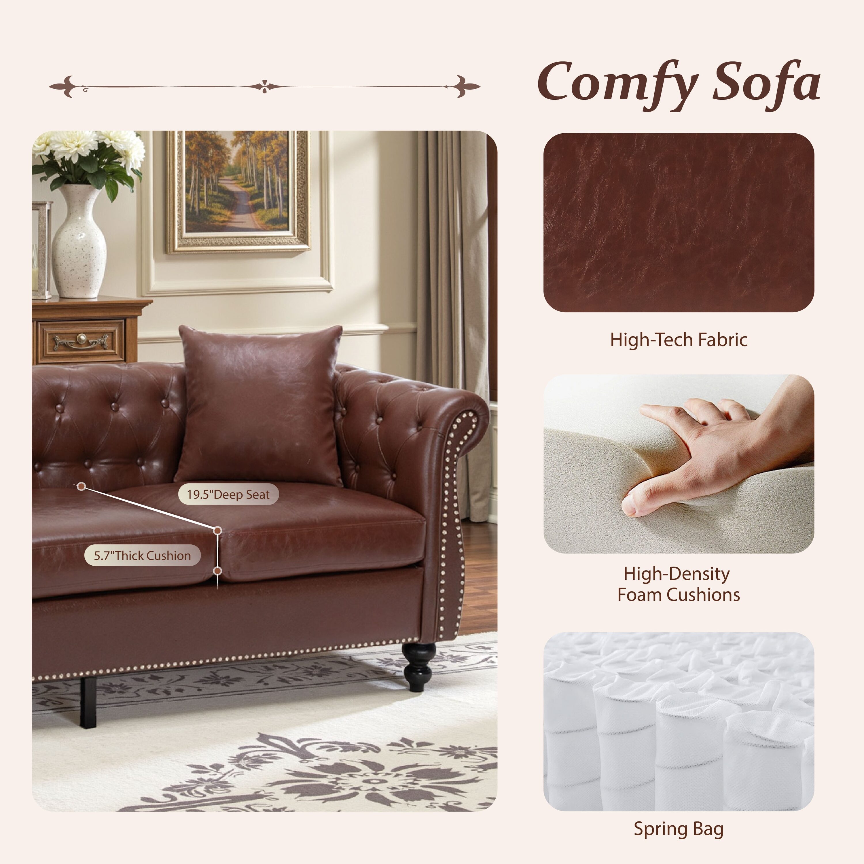 Pocassy GREATANTS-SNRB020DBR Sofas-Loveseats - View #2