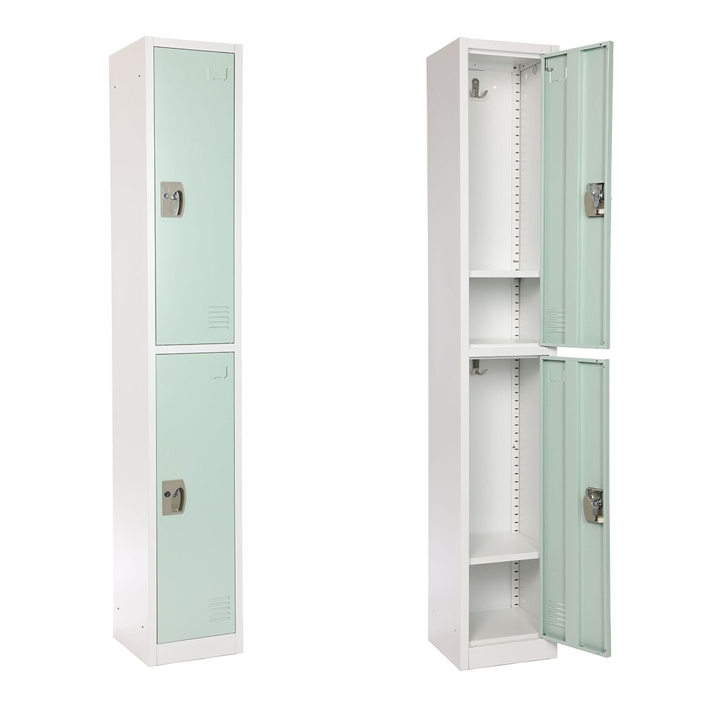 Misty Green Steel 2-Tier Office Locker with Adjustable Shelving
