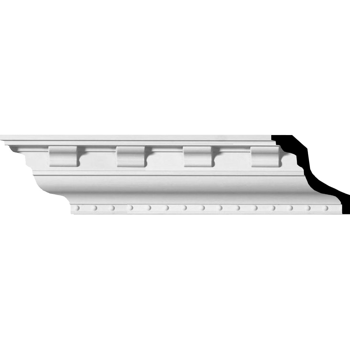 Ekena Millwork 686593 Dentil 3-in x 7-ft 10-1/2-in Primed Urethane 686593 Crown Moulding 12 -Pack