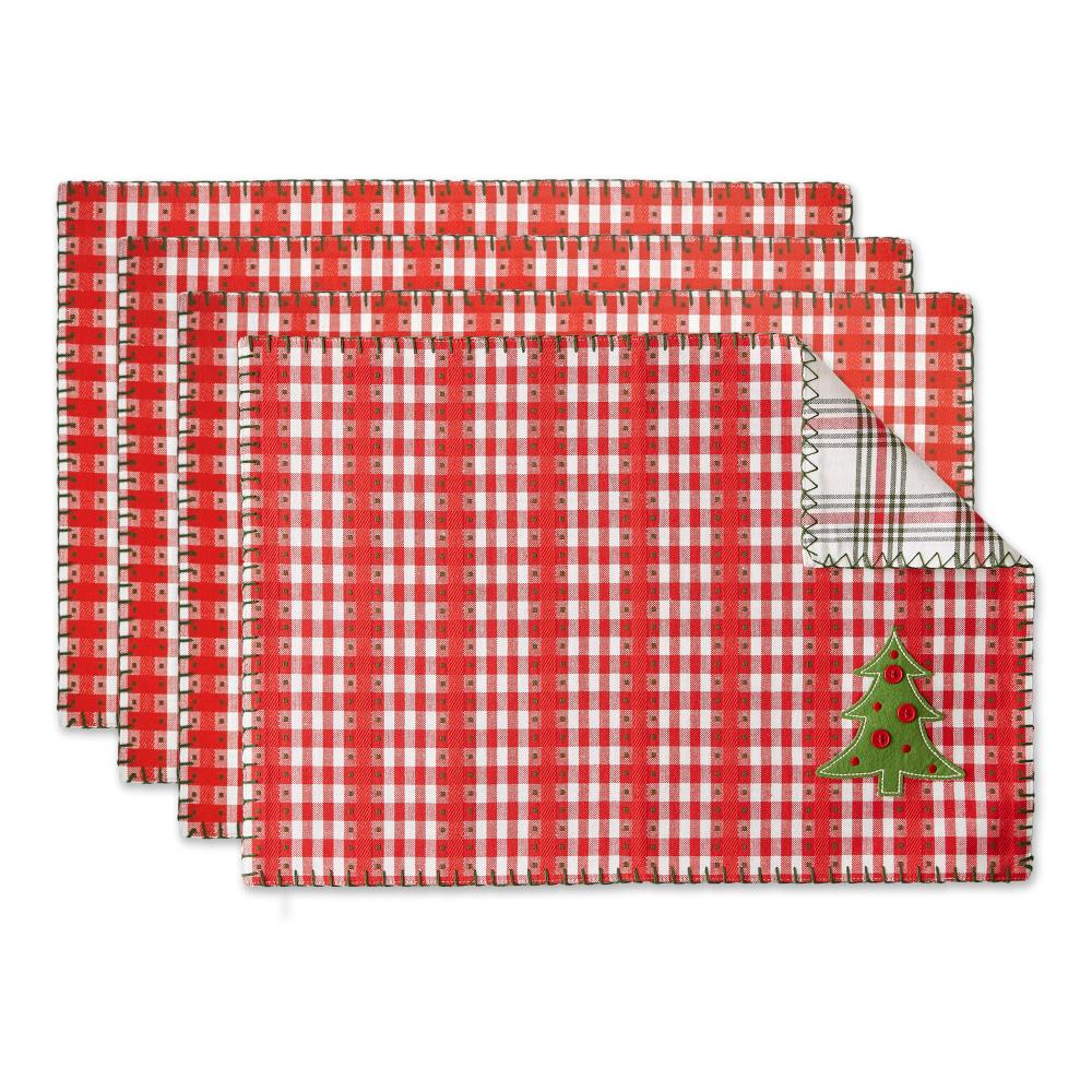 DII CAMZ11830 4-Pack Jolly Tree Wicker Rectangle Placemats