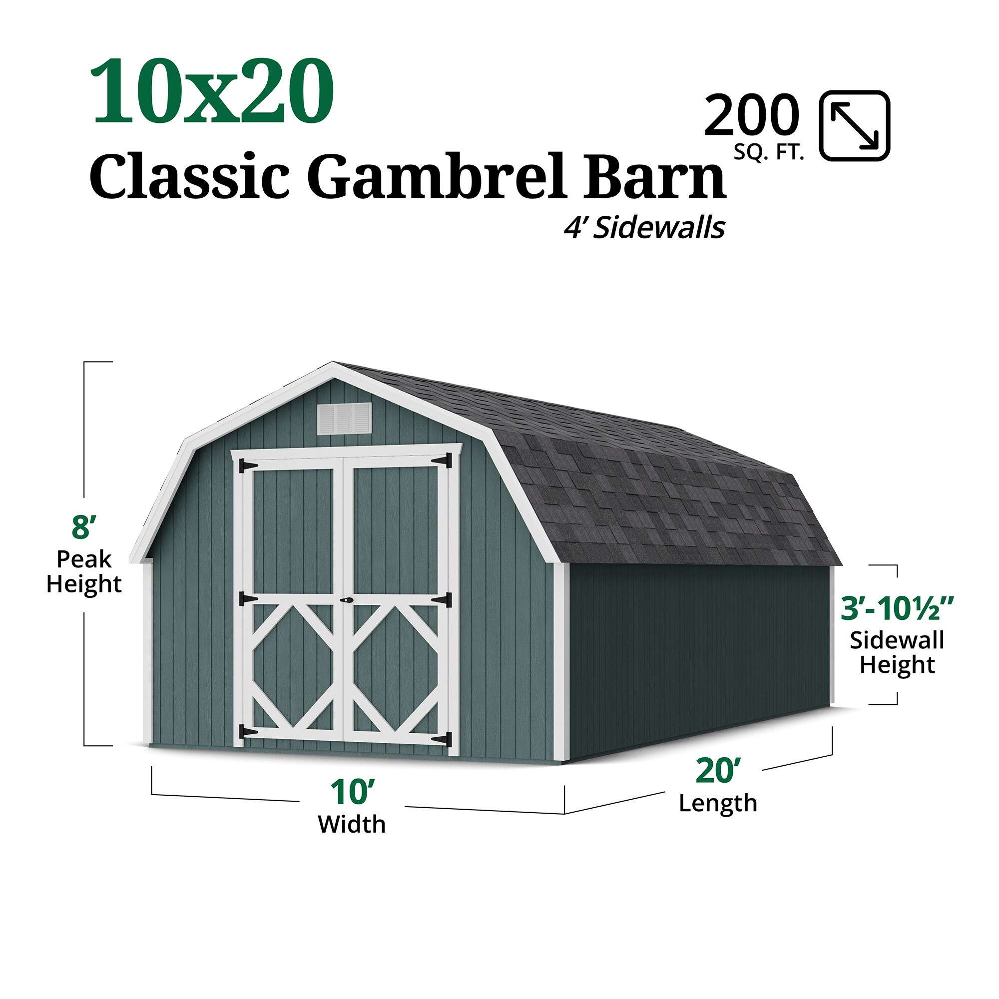Little Cottage Co 10X20 CGB-4-PC-FK Wood-Storage-Buildings - View #3