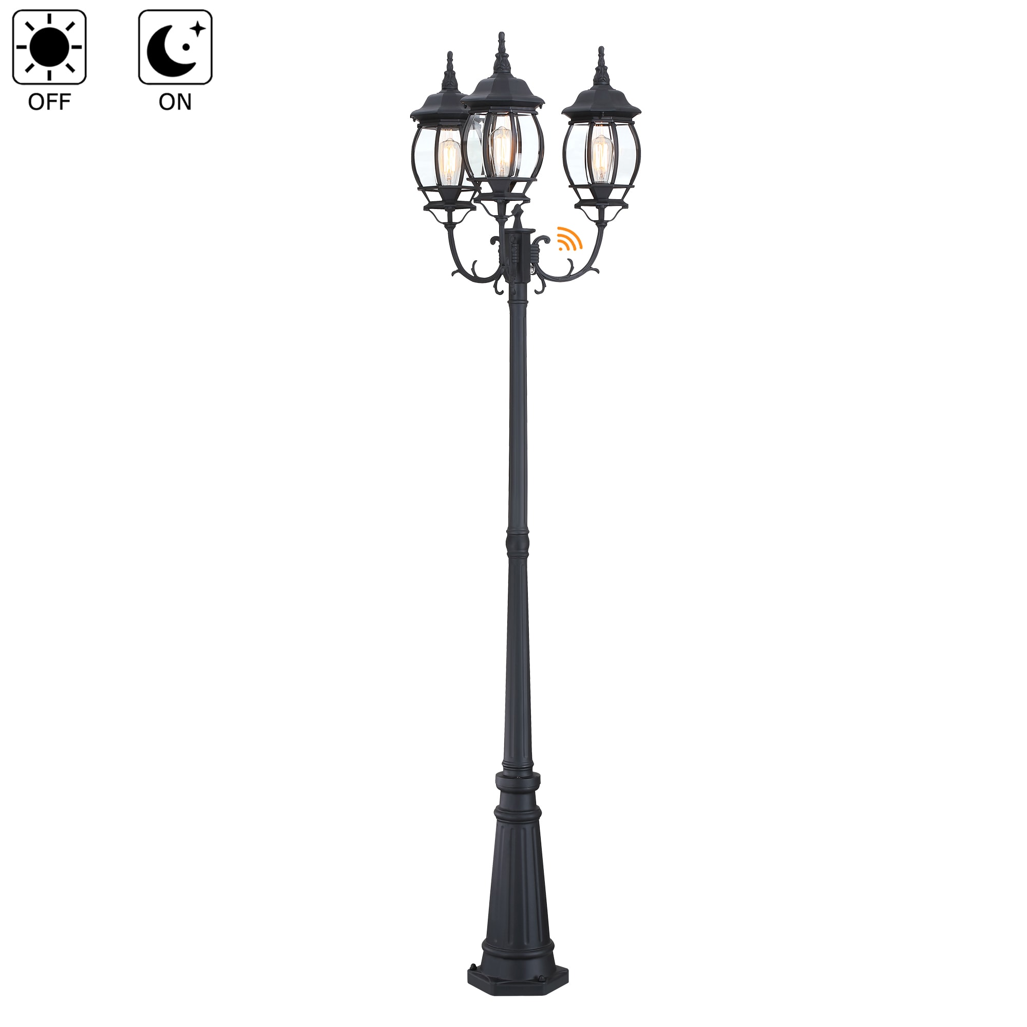 Hukoro FL99996-PL-BK-S 94-in Aluminum Black Hardwired Incandescent Post light