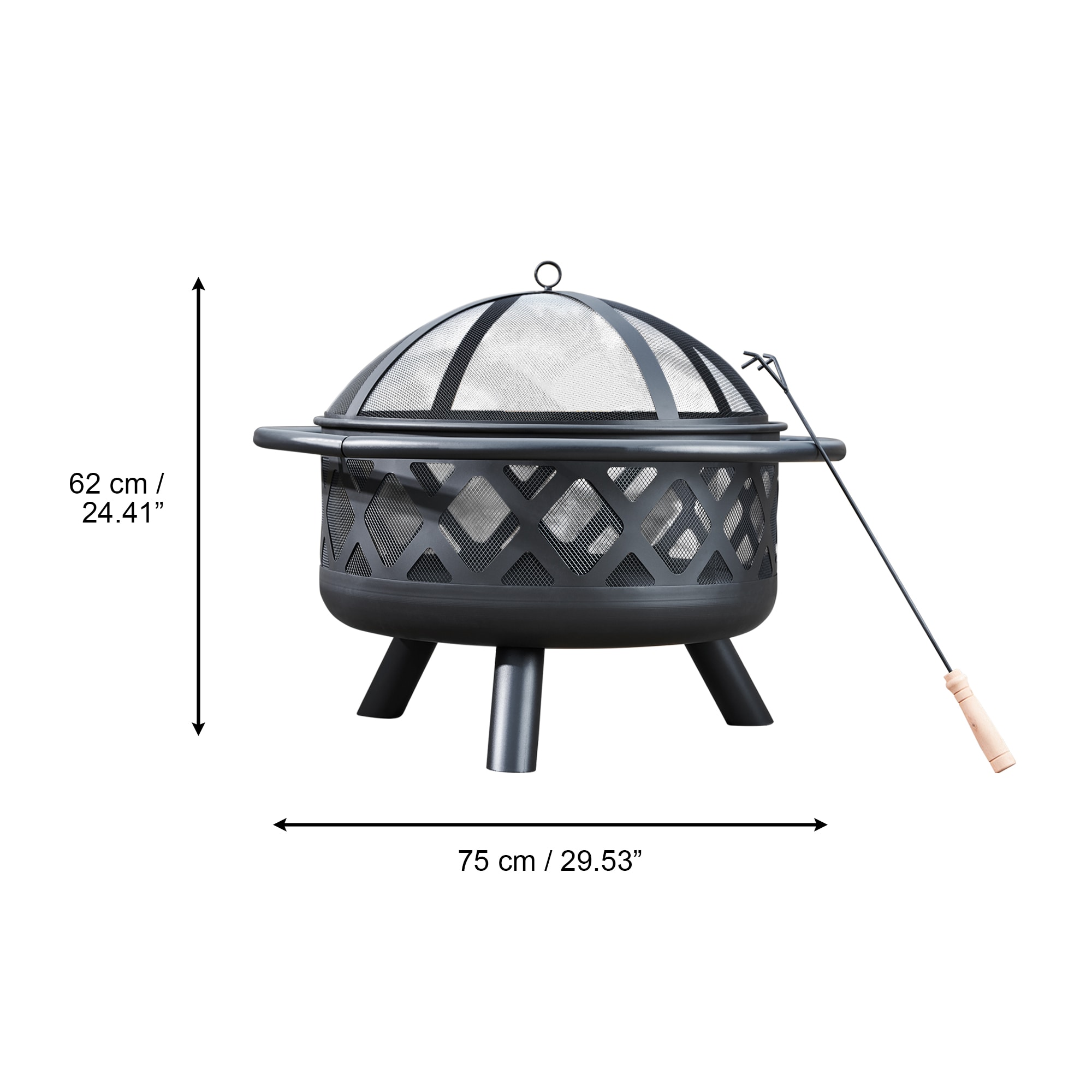 30" Black Steel Mesh Wood Burning Fire Pit