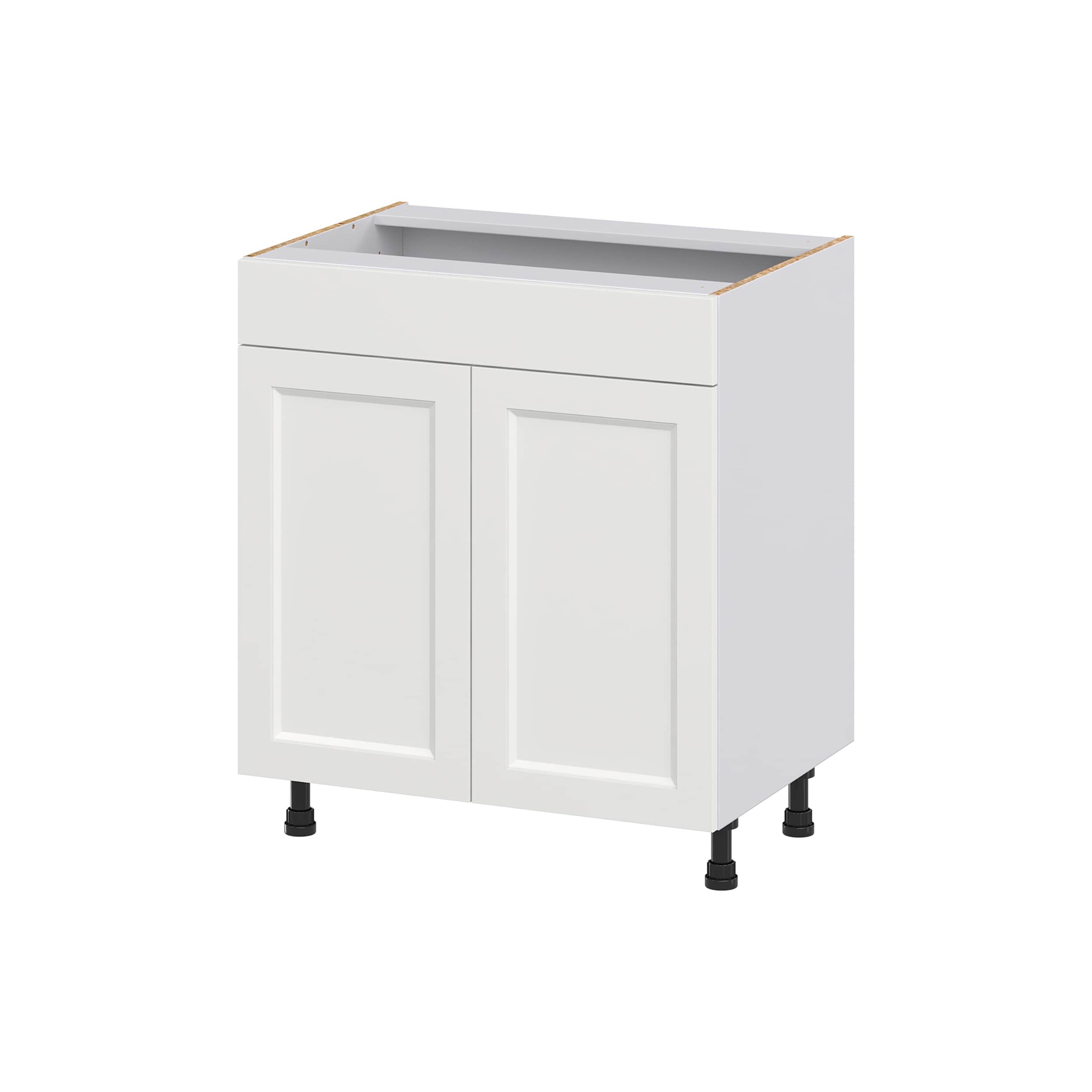 Hugo&Borg Riviera 30-in W x 30-in H x 21-in D Bright White Sink Base Fully Assembled Cabinet (Recessed Panel Shaker Style)