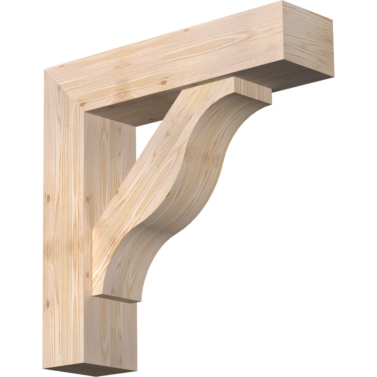 Ekena Millwork 1462586 Funston Block Smooth Bracket with Offset Brace Douglas Fir Wood Standard Bracket