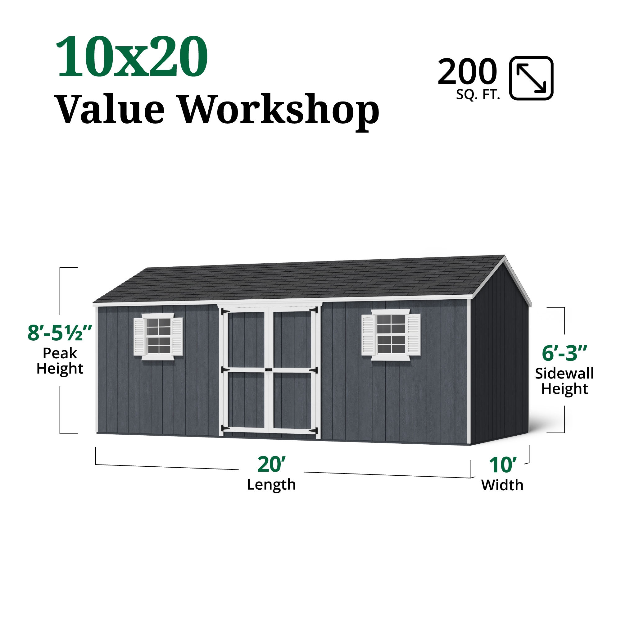 Little Cottage Co 10X20 VWS-PC Wood-Storage-Buildings - View #3