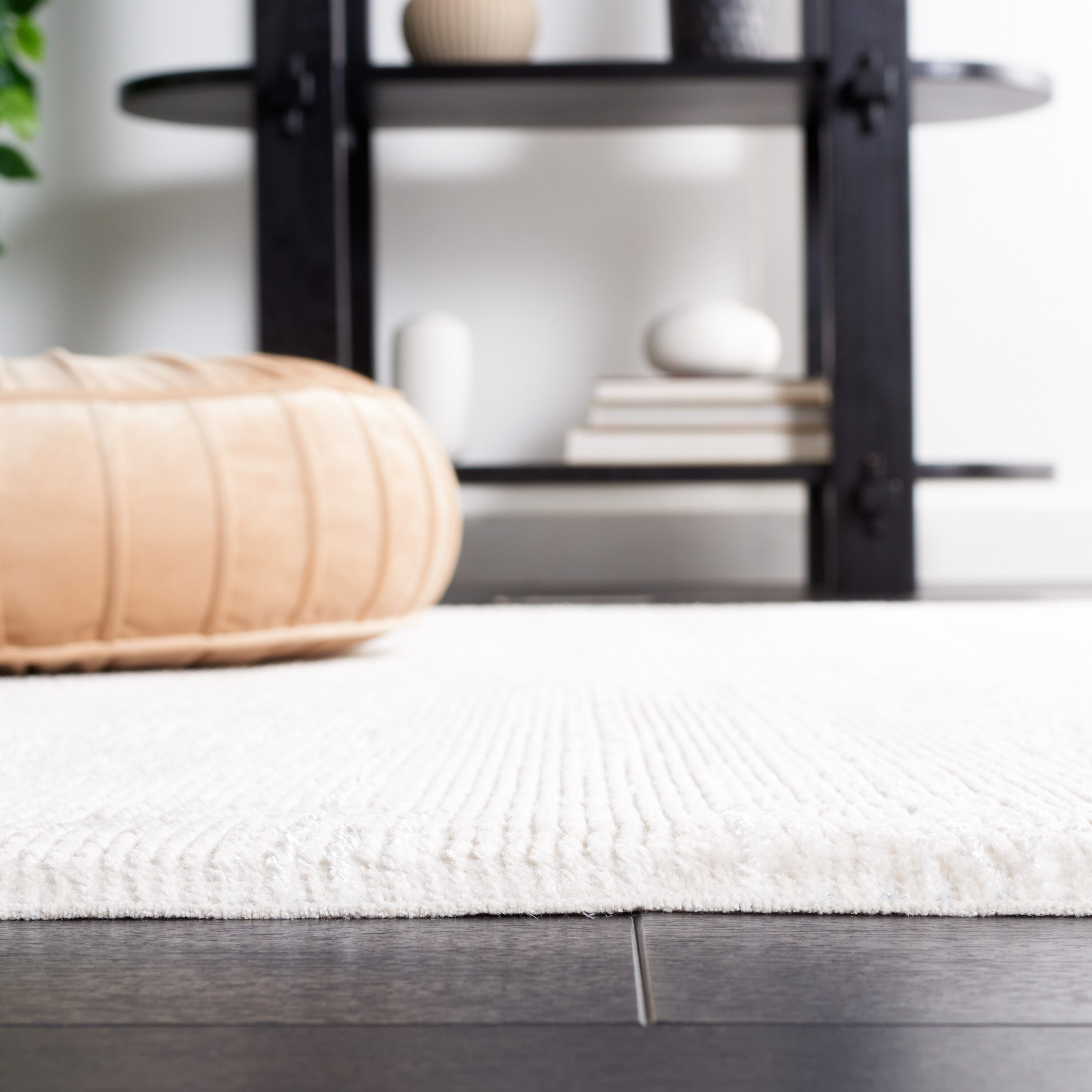 Ivory Beige Hand-Knotted Synthetic Area Rug 5'3" x 7'6"