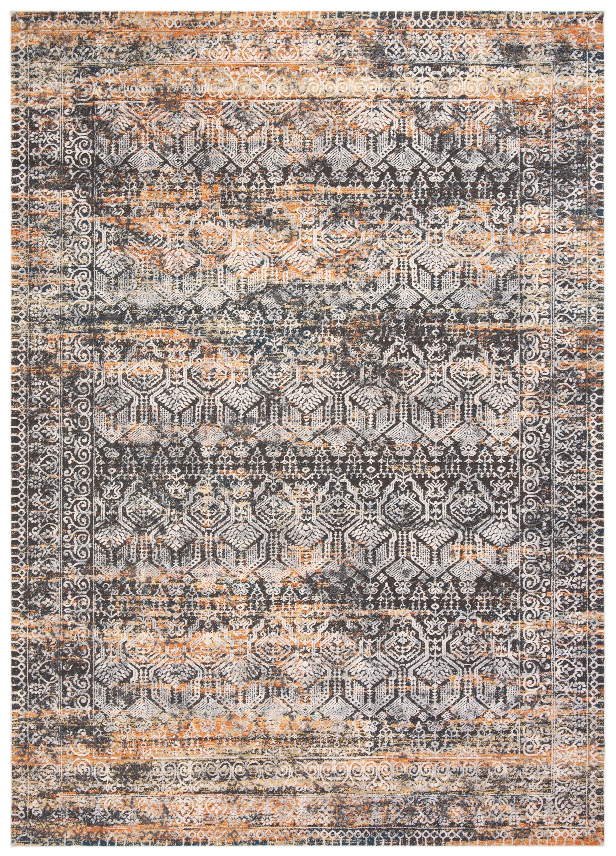 Reversible Easy-Care Grey/Brown Synthetic Rug, 4' x 6'