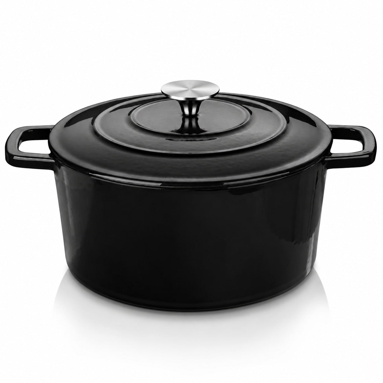Aoibox  6 qt Black Enameled Cast Iron Dutch Oven Pot with Lid and Dual Handles for Bread Baking Stewing and Roasting