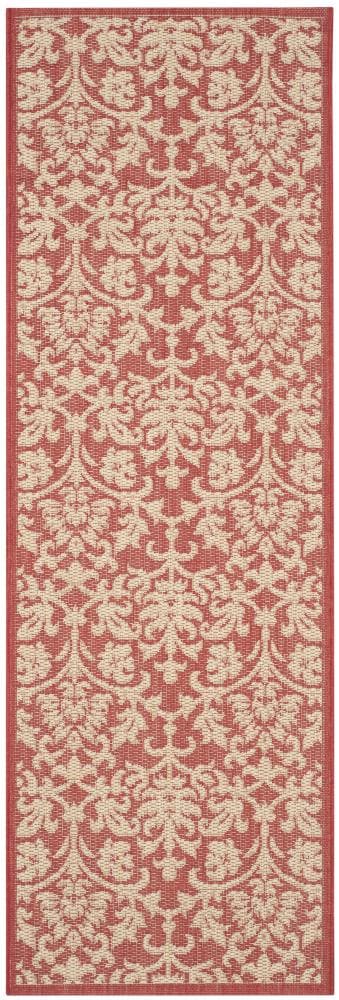 Safavieh CY3416-3707-210 Courtyard Exuma 2 x 10 (ft) Loomed Polypropylene Red/Natural Rectangular Indoor/Outdoor Floral/Botanical Runner rug